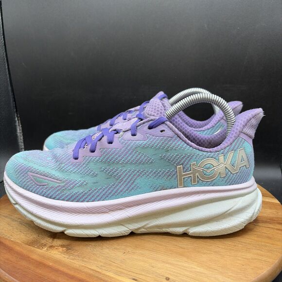 Hoka One One Shoes - Hoka One One Clifton 9 Women's Size 8 B Road Running Shoes Purple Blue Sneakers